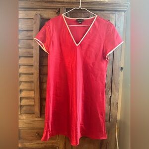 Red valentines date night V-Neck slip mini gown with beige trim size medium